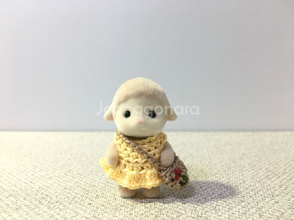 [실바니안 뜨개옷] 노랑 플리츠 원피스 가방 세트--0