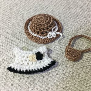 [실바니안 뜨개옷] 화이트 원피스 모자 가방 세트