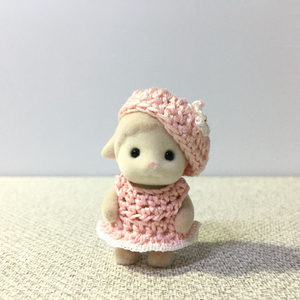 [실바니안 뜨개옷] 연핑크색 원피스 베레모 세트