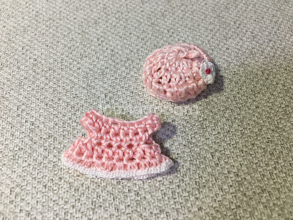 [실바니안 뜨개옷] 연핑크색 원피스 베레모 세트--2