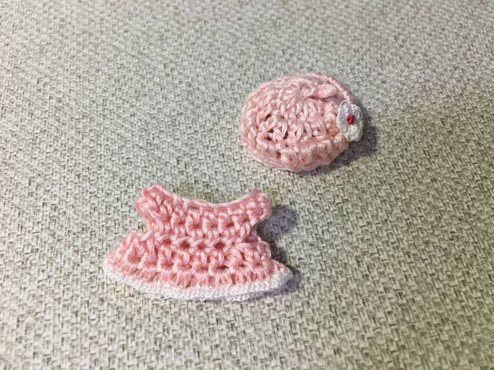 [실바니안 뜨개옷] 연핑크색 원피스 베레모 세트 이미지