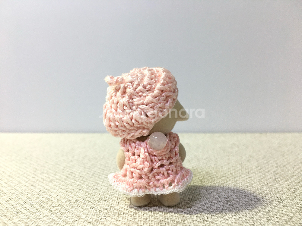 [실바니안 뜨개옷] 연핑크색 원피스 베레모 세트--1