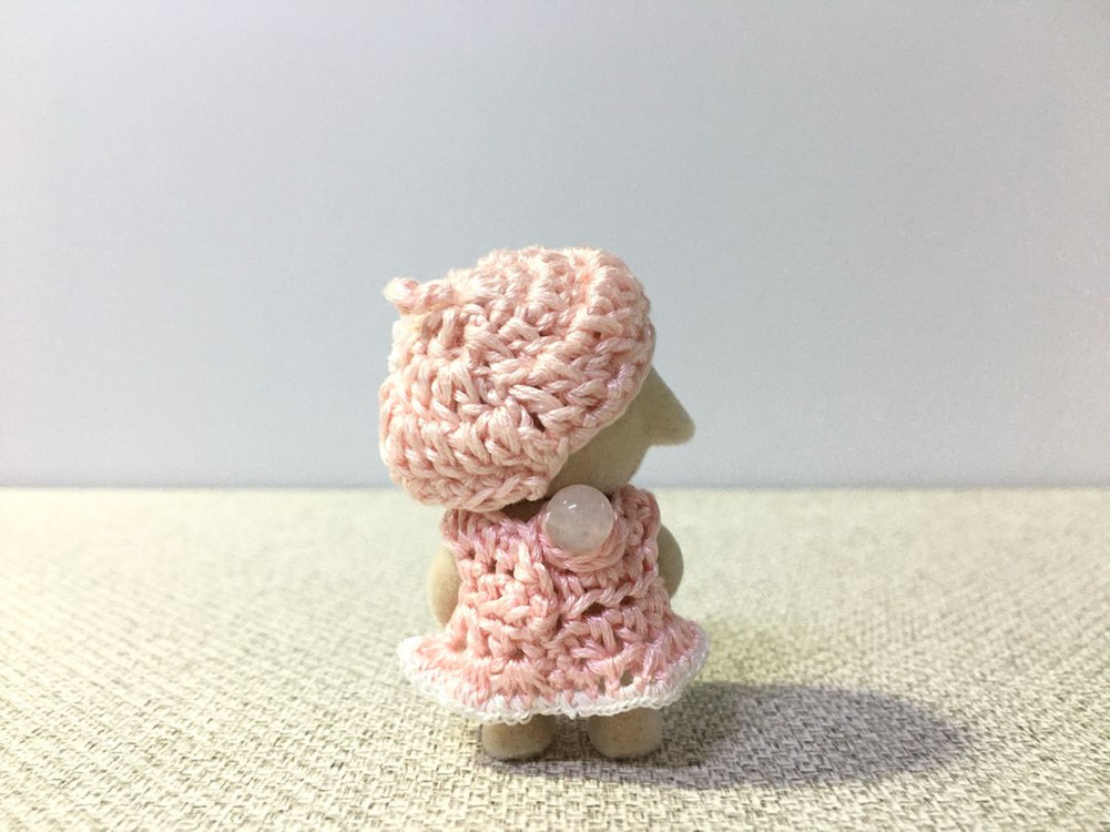 [실바니안 뜨개옷] 연핑크색 원피스 베레모 세트 이미지