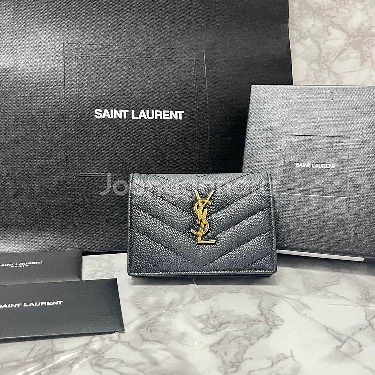 [OS,풀구성품] 입생로랑 마틀라세 금장 반지갑--0