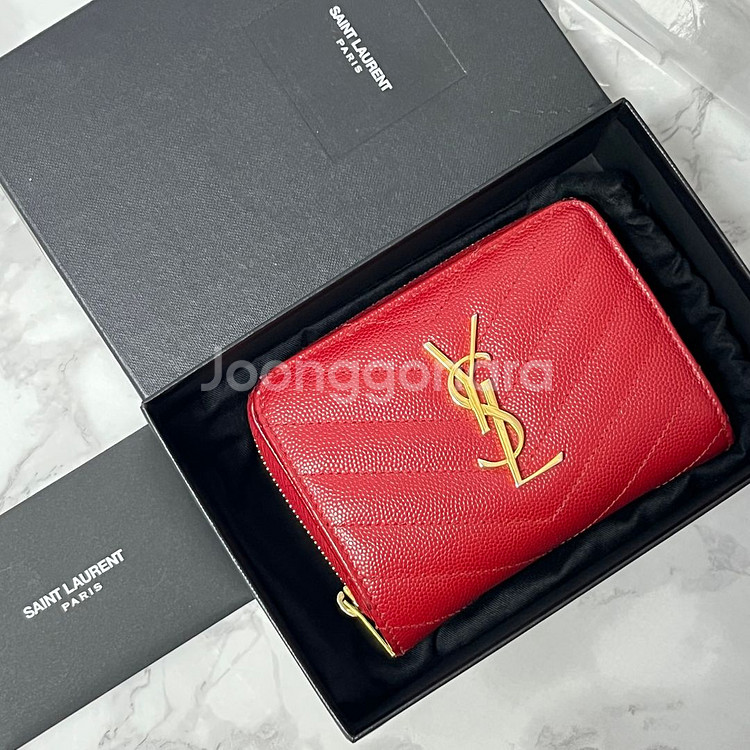 [OS] 입생로랑 모노그램 컴팩트 금장 반지갑--0