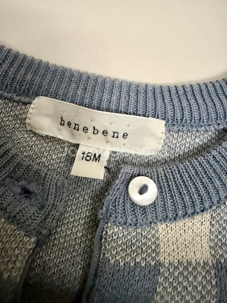 [택포] ETTOI 에뜨와 맨투맨 상의 등원복 2Y + bene bene 베네베네 체크 가디건 블루 18M--3