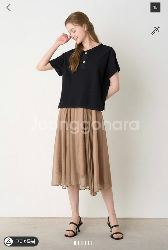 에스제이 SJSJ 린넨 블렌드 세일러 칼라 탑 프리사이즈 한섬--1