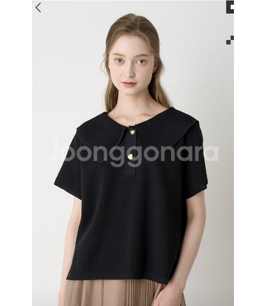 에스제이 SJSJ 린넨 블렌드 세일러 칼라 탑 프리사이즈 한섬--0