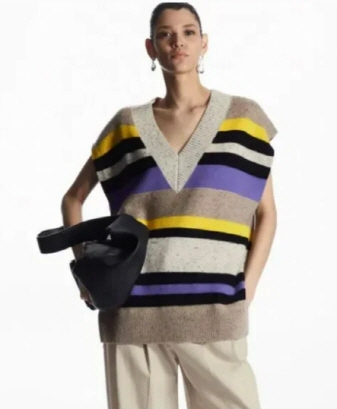 코스 COS 오버핏 배색 니트 베스트 eur M사이즈--0