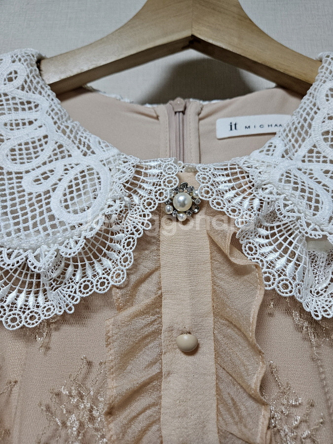 잇미샤 it michaa 카라배색 레이스 원피스 55사이즈--5