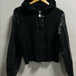 55-66 블랙 스판 니트 후드집업