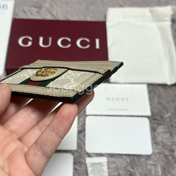 [미사용/새상품] 구찌 GG 오피디아 카드지갑 베이지--3