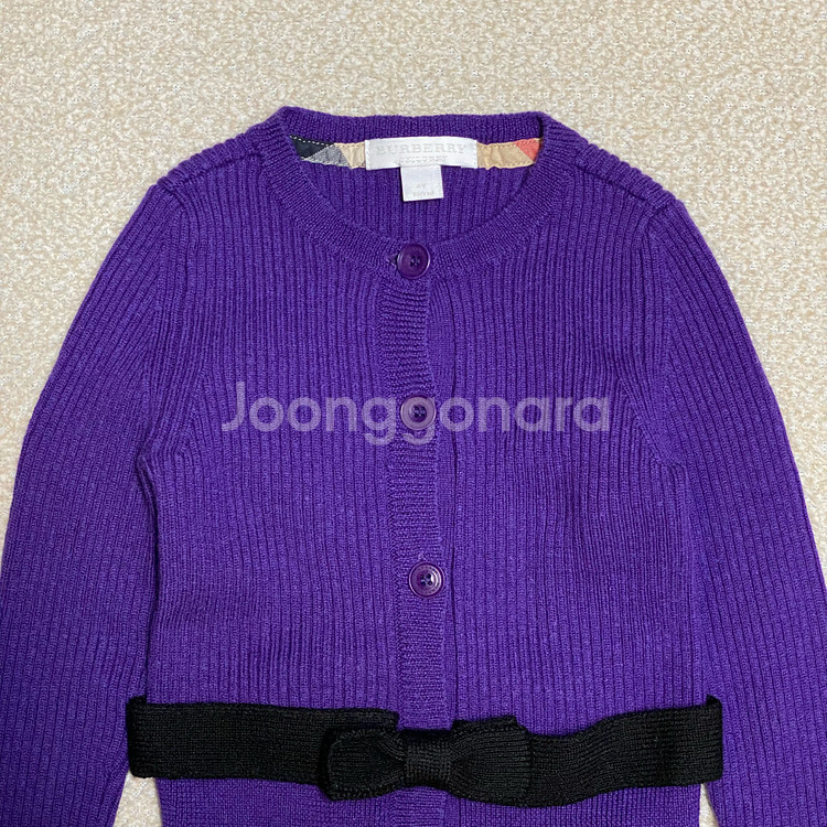 (정품) 버버리 키즈 퍼플 리본 니트 가디건 4Y--1