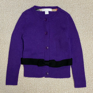 (정품) 버버리 키즈 퍼플 리본 니트 가디건 4Y