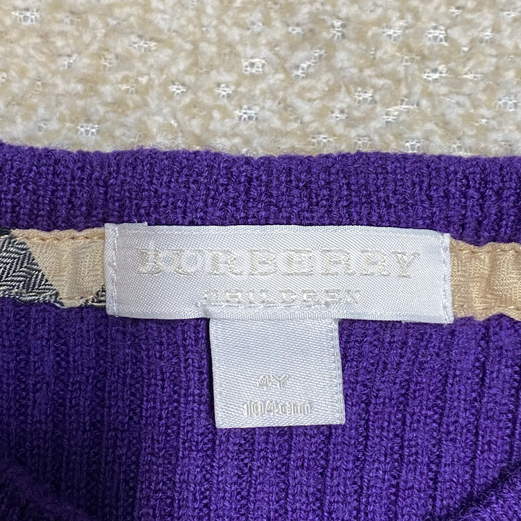 (정품) 버버리 키즈 퍼플 리본 니트 가디건 4Y--3