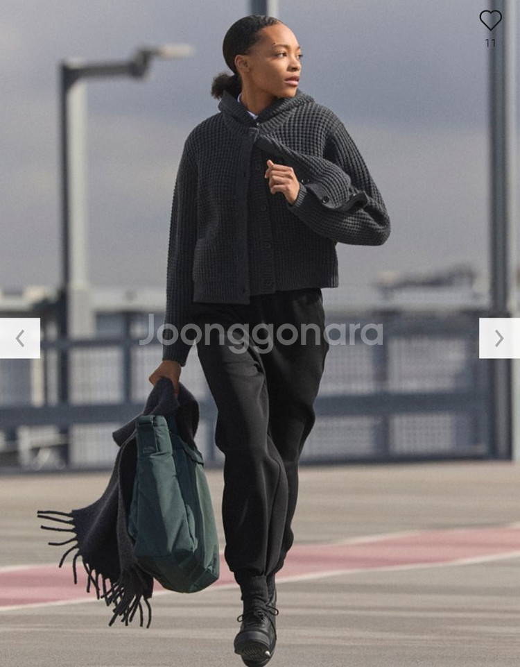 [XS] 유니클로C 스웨트와이드팬츠 블랙--0