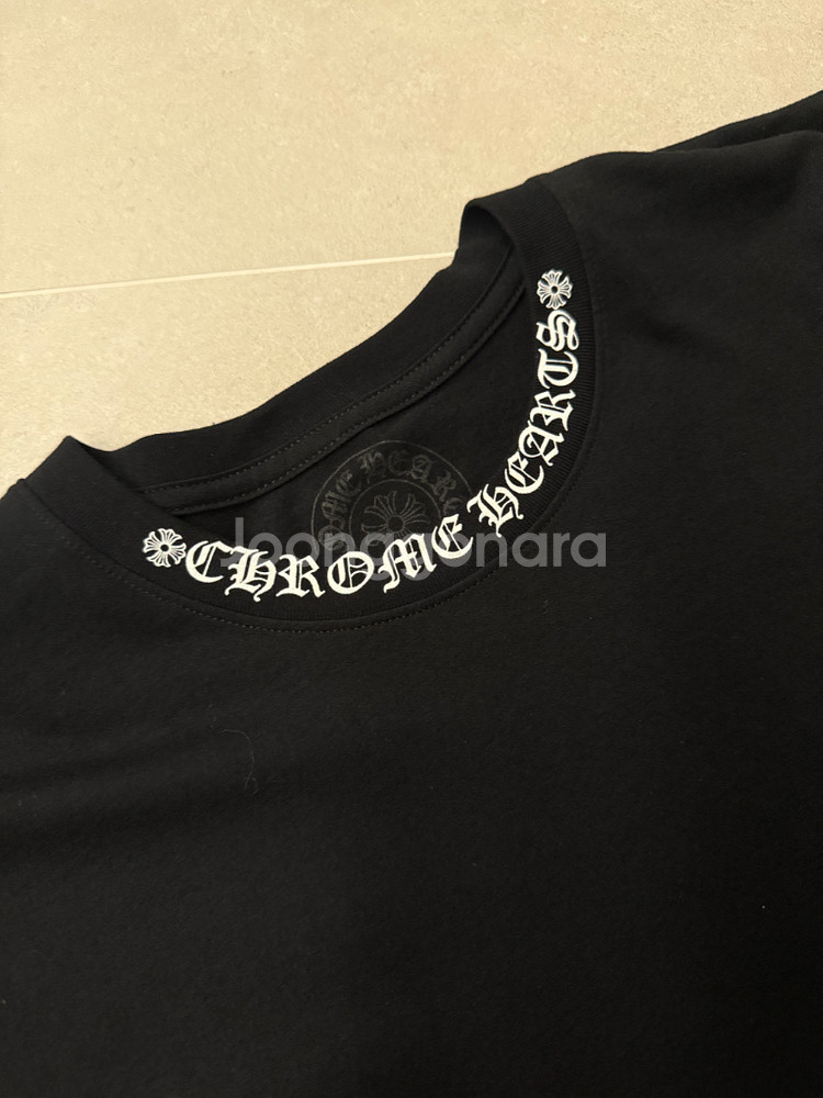 [XL] 크롬하츠 숏 슬리브 포켓 크루 넥로고 반팔 티셔츠 블랙--3