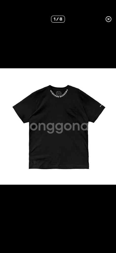 [XL] 크롬하츠 숏 슬리브 포켓 크루 넥로고 반팔 티셔츠 블랙--0