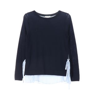 [XS]클럽모나코 울100% 네이비 스카이블루 셔츠 레이어드 긴팔 니트