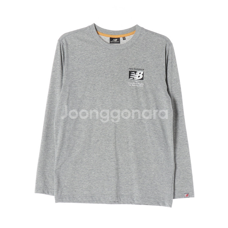 [S]뉴발란스 멜란지그레이 로고 백프린팅 긴팔 티셔츠--0