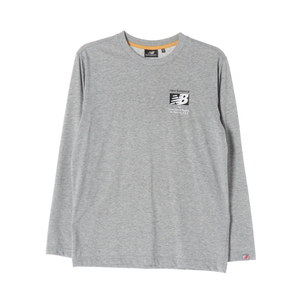 [S]뉴발란스 멜란지그레이 로고 백프린팅 긴팔 티셔츠