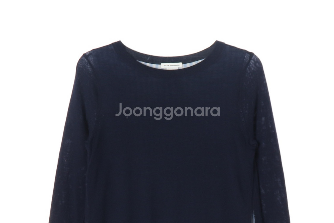 [XS]클럽모나코 울100% 네이비 스카이블루 셔츠 레이어드 긴팔 니트--1