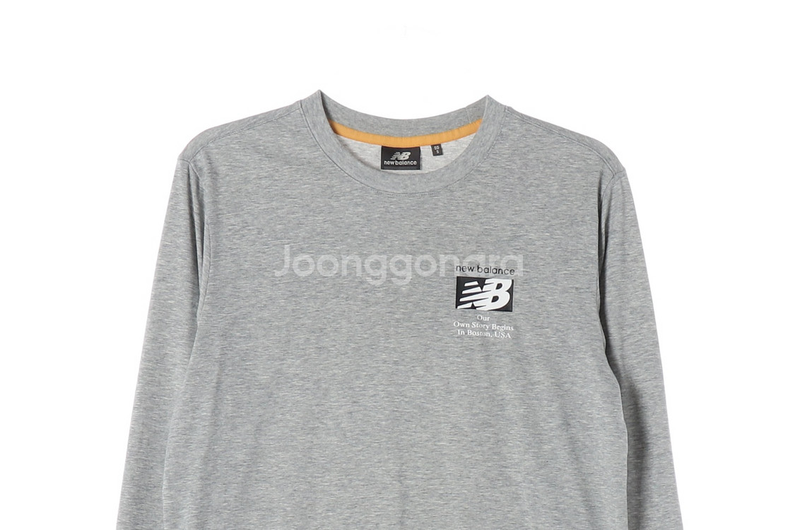 [S]뉴발란스 멜란지그레이 로고 백프린팅 긴팔 티셔츠--1
