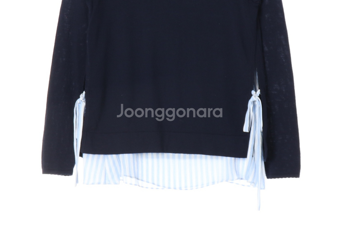 [XS]클럽모나코 울100% 네이비 스카이블루 셔츠 레이어드 긴팔 니트--2