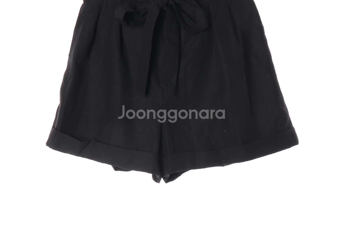 [S]클럽모나코 린넨 블랙 리본 벨트 롤업 쇼츠 반바지--2