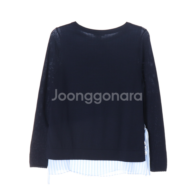 [XS]클럽모나코 울100% 네이비 스카이블루 셔츠 레이어드 긴팔 니트--3