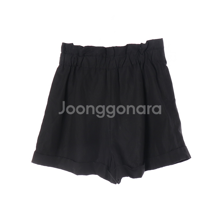 [S]클럽모나코 린넨 블랙 리본 벨트 롤업 쇼츠 반바지--3