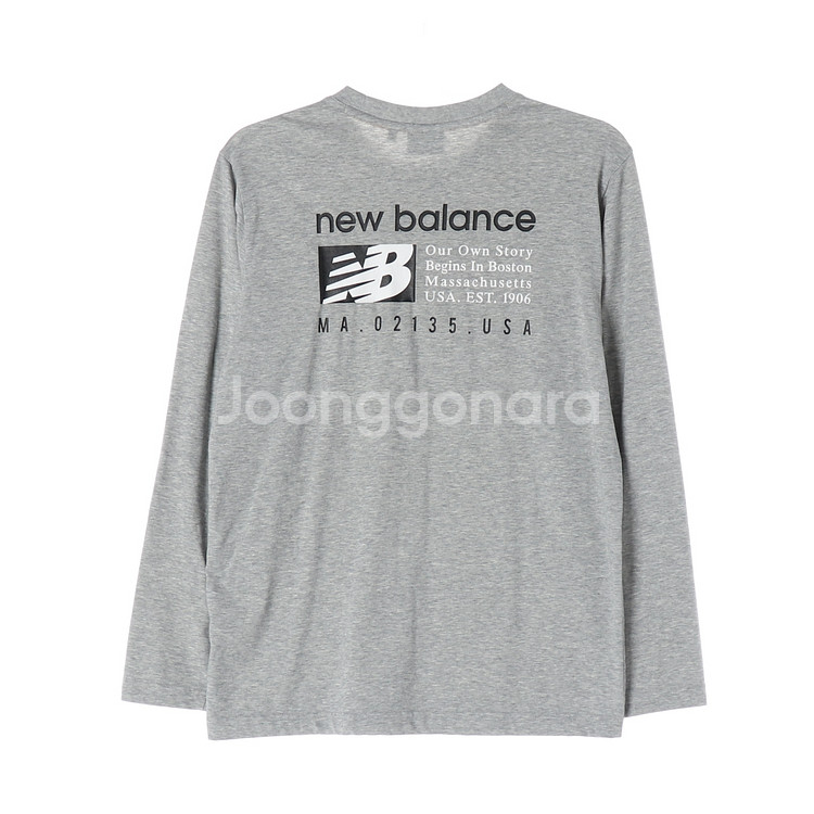 [S]뉴발란스 멜란지그레이 로고 백프린팅 긴팔 티셔츠--3
