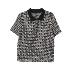 [M]자라 블랙 베이지 패턴 반팔 카라 니트 폴로 티셔츠