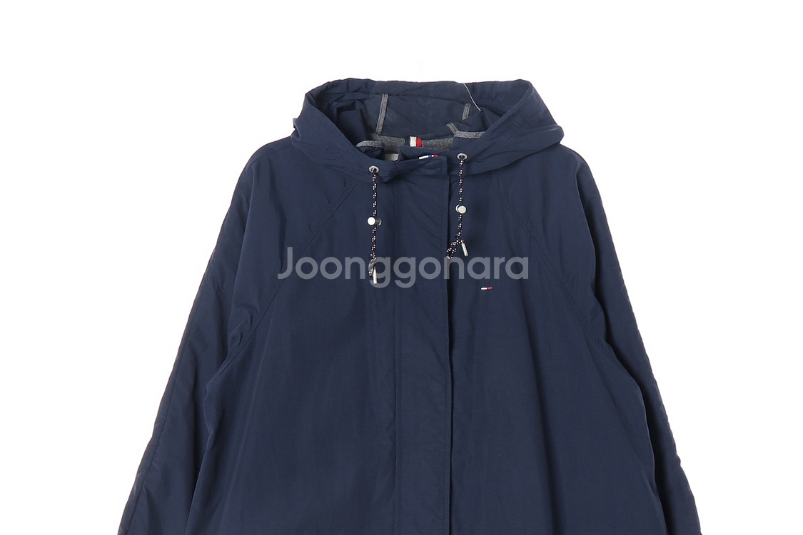 [S]타미 진스 네이비 사파리 야상 바람막이 롱 후드 집업 점퍼--1