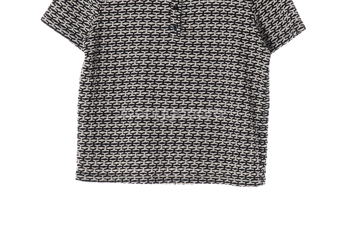 [M]자라 블랙 베이지 패턴 반팔 카라 니트 폴로 티셔츠--2