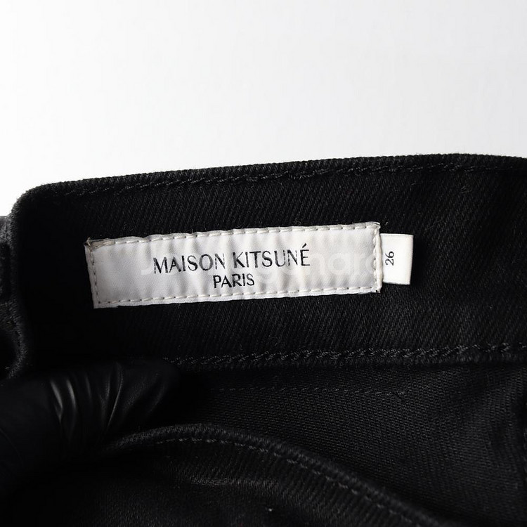 (정품)[S]메종키츠네 W26 블랙 롱 스트레이트 데님 청바지--5