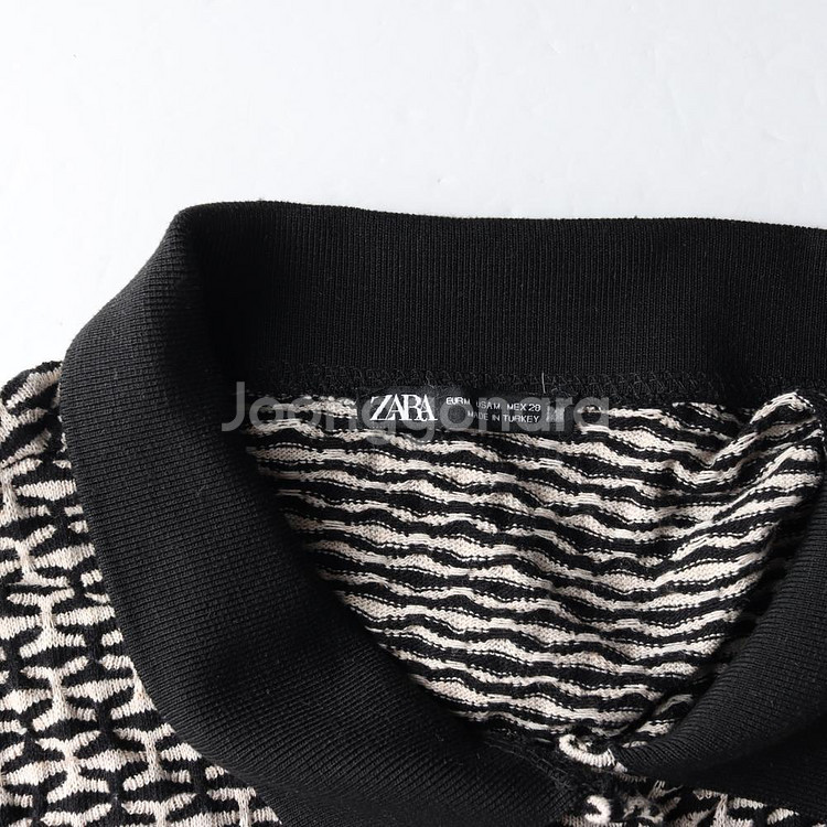 [M]자라 블랙 베이지 패턴 반팔 카라 니트 폴로 티셔츠--4