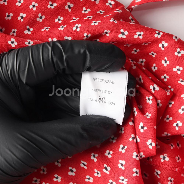 [S]룩캐스트 레드 플로럴 브이넥 반팔 롱 쉬폰 원피스 드레스--6