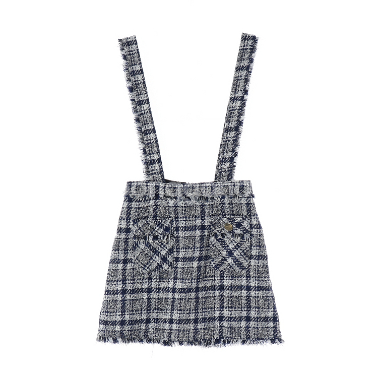 [XS]자라 네이비 트위드 뷔스티에 오버롤 멜빵 미니 스커트 원피스--0