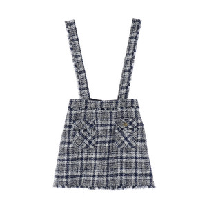 [XS]자라 네이비 트위드 뷔스티에 오버롤 멜빵 미니 스커트 원피스