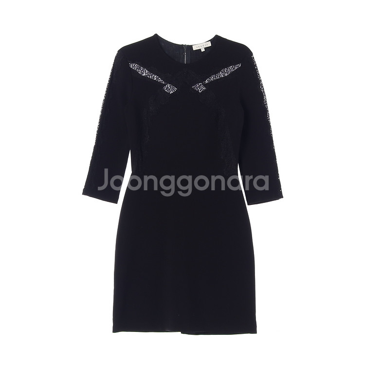 [S]산드로 블랙 레이스 긴팔 원피스 드레스--0