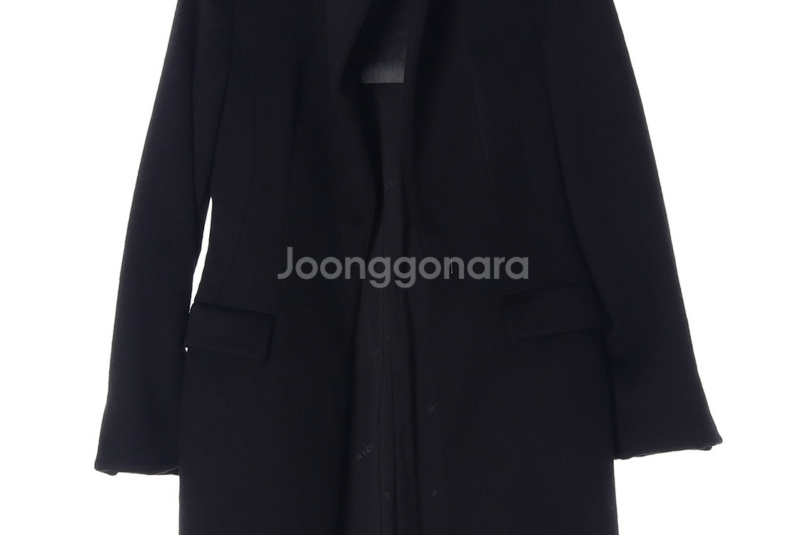 [S]미샤 울캐시미어100% 블랙 싱글 테일러드 코트--2