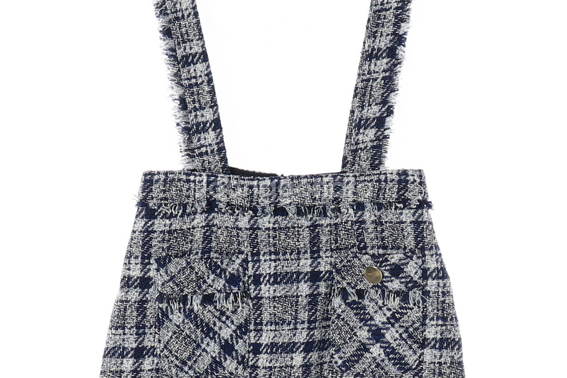 [XS]자라 네이비 트위드 뷔스티에 오버롤 멜빵 미니 스커트 원피스--2