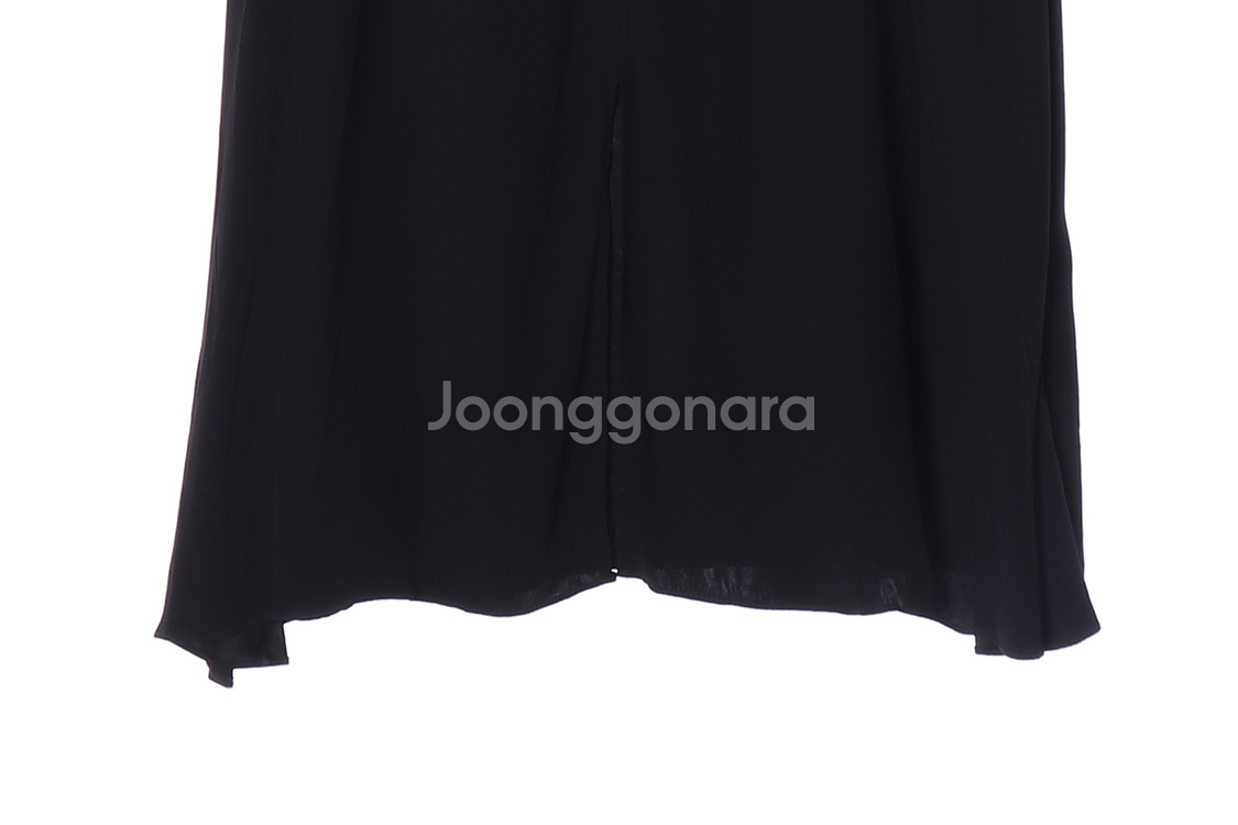 [M]자라 블랙 새틴 리본 타이 루즈핏 긴팔 롱 쉬폰 원피스--3