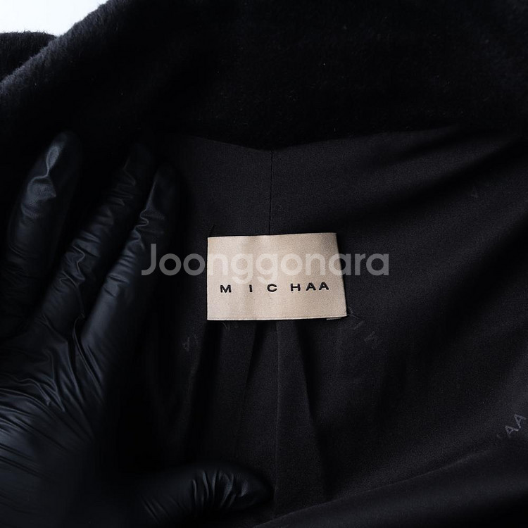 [S]미샤 울캐시미어100% 블랙 싱글 테일러드 코트--6