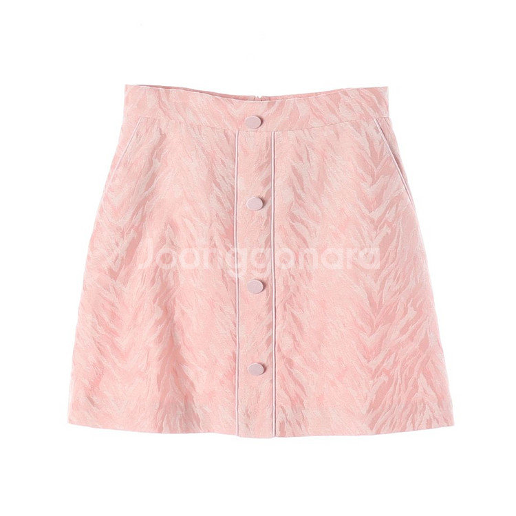 [S]산드로 핑크 패턴 버튼 미니 스커트 치마--0