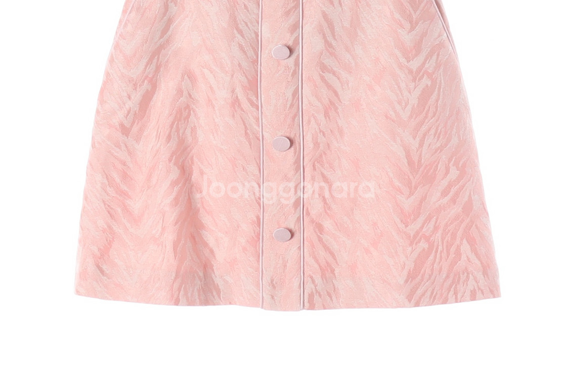 [S]산드로 핑크 패턴 버튼 미니 스커트 치마--2