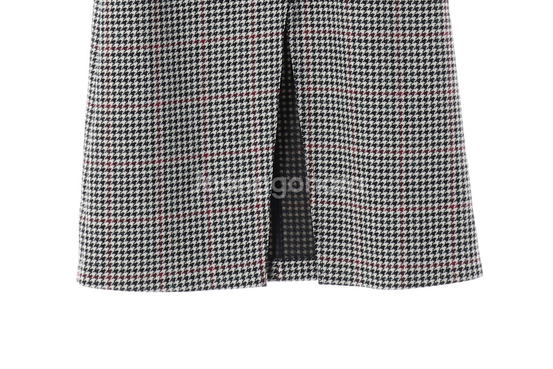 [S]maje마쥬 하운드체크 슬릿 울블렌드 롱 스커트 치마--2