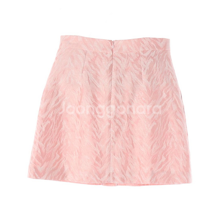 [S]산드로 핑크 패턴 버튼 미니 스커트 치마--3