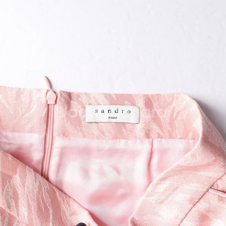 [S]산드로 핑크 패턴 버튼 미니 스커트 치마--4